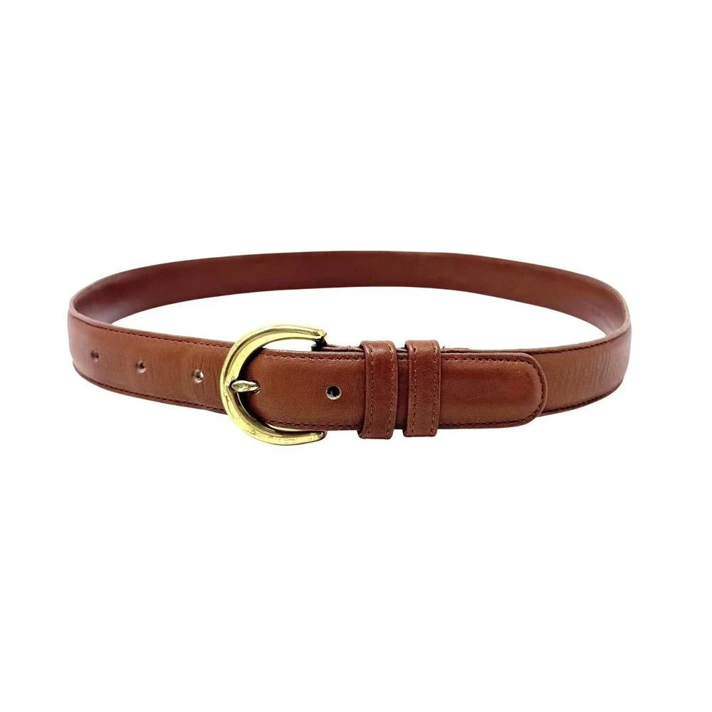 Vintage Coach Brown Leather Belt Brass Buckle Women's‎ M Archival 90s Minimalist